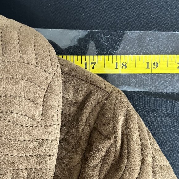 Women's Size 16 Dark Brown Faux Suede Textured Zip-Up Jacket by Joseph Ribkoff - Picture 6 of 10